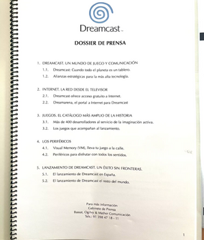 Dreamcast Press Kit Oficial Maletin+Cuaderno Press Kit+Visual Memory